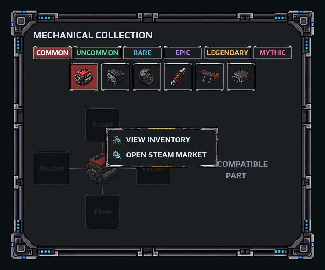 Context menu for an empty Collection slot