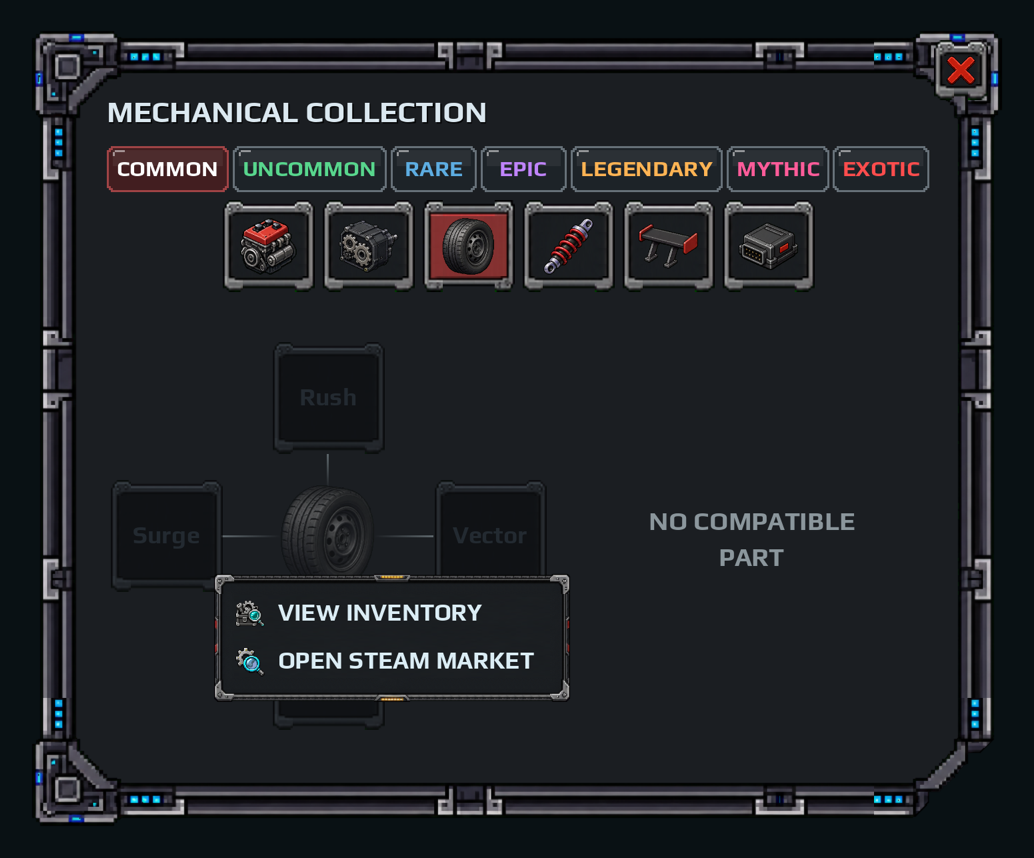 Context menu for an empty Collection slot