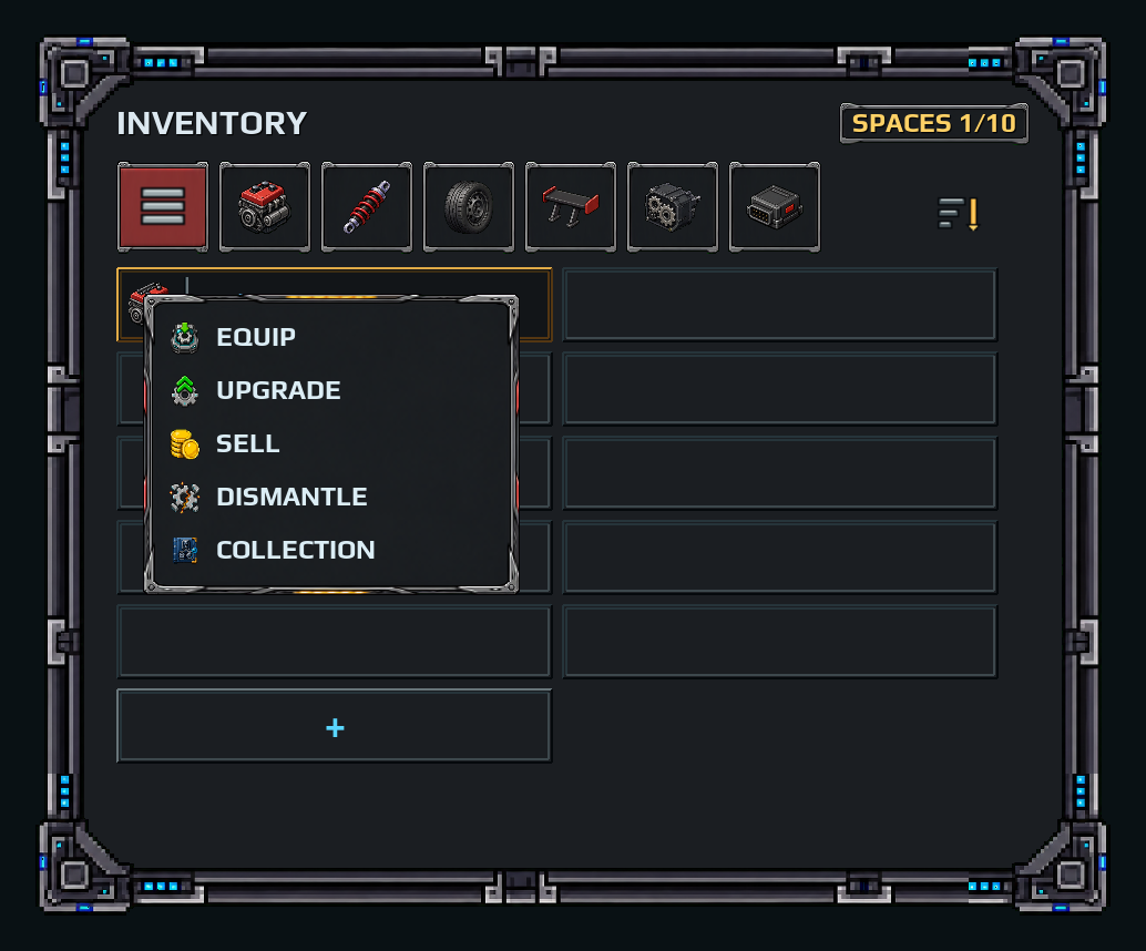Inventory context menu with the Sell option
