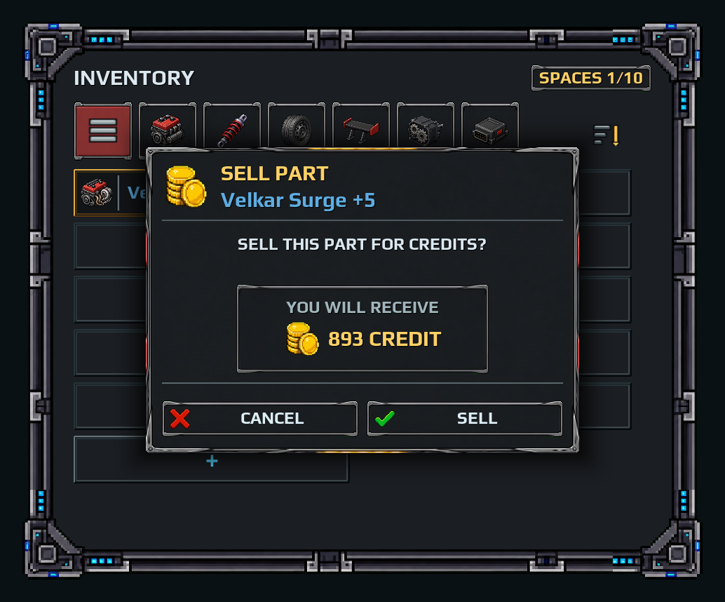 Confirming the sale of a Rare +5 part for 893 Credit
