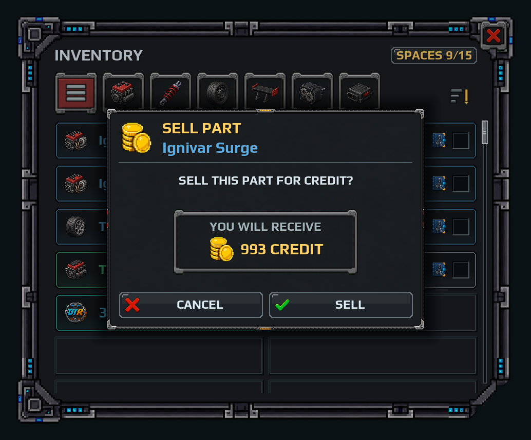 Confirming the sale of a Rare +5 part for 993 Credit