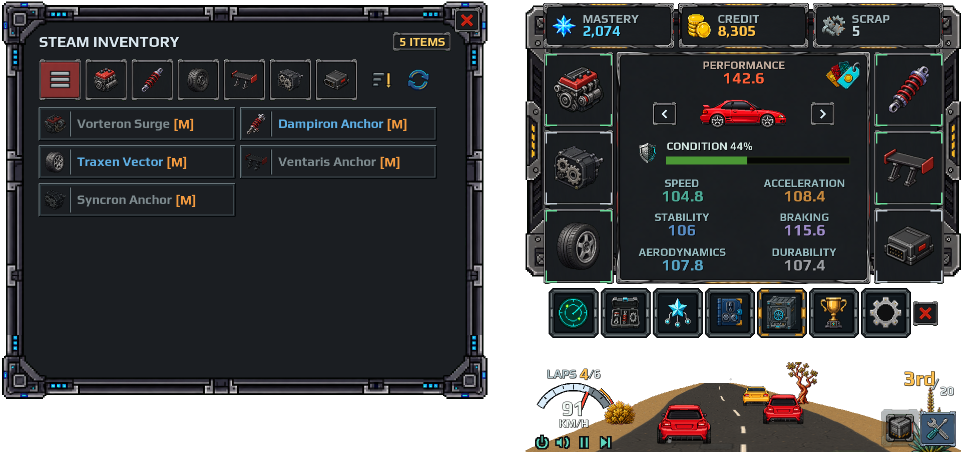 The in-game Steam Inventory panel