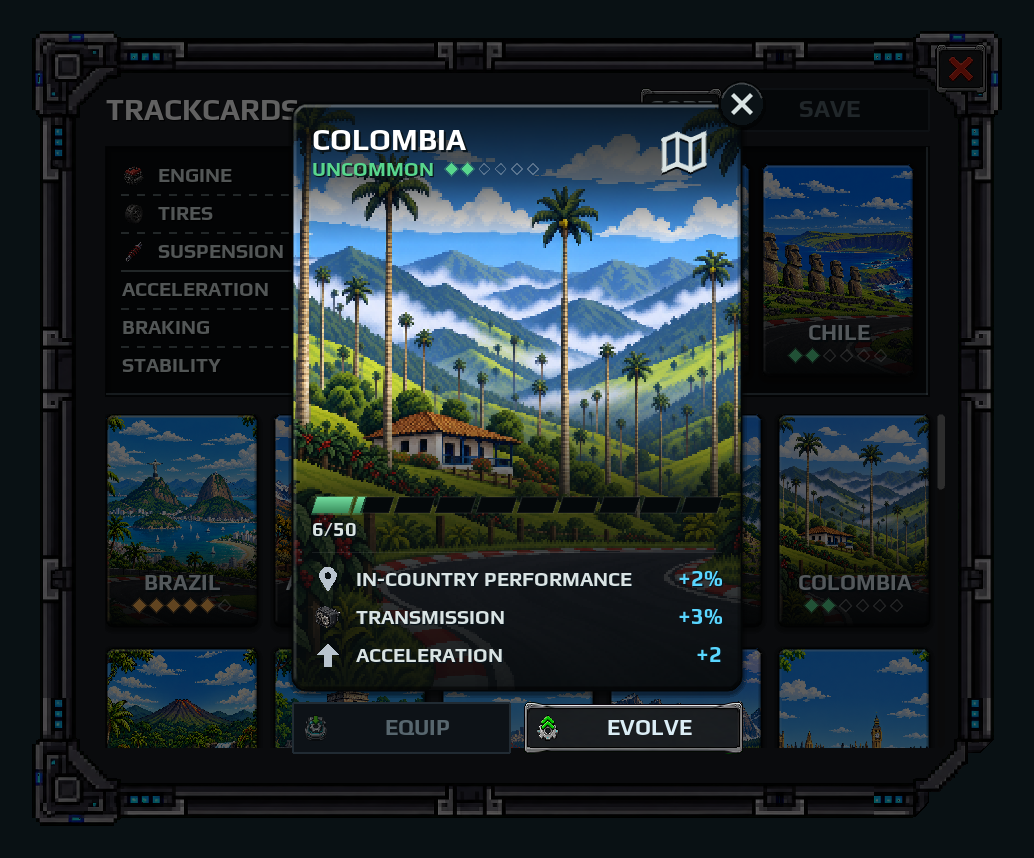 Carta abierta con el arte, las bonificaciones y el icono de mapa